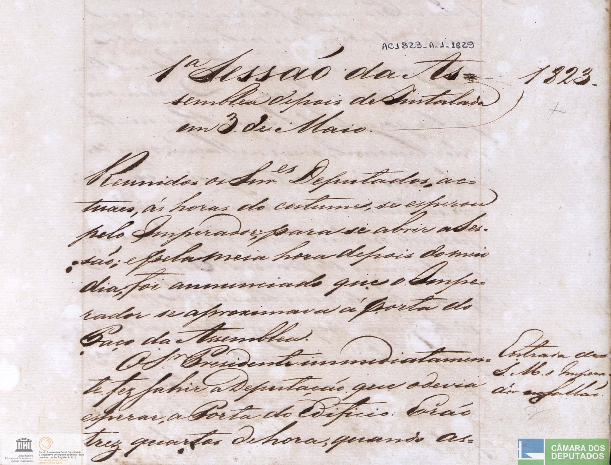 Ata da 1ª Sessão da Assembleia Geral Constituinte Brasileira, 3 de maio de 1823