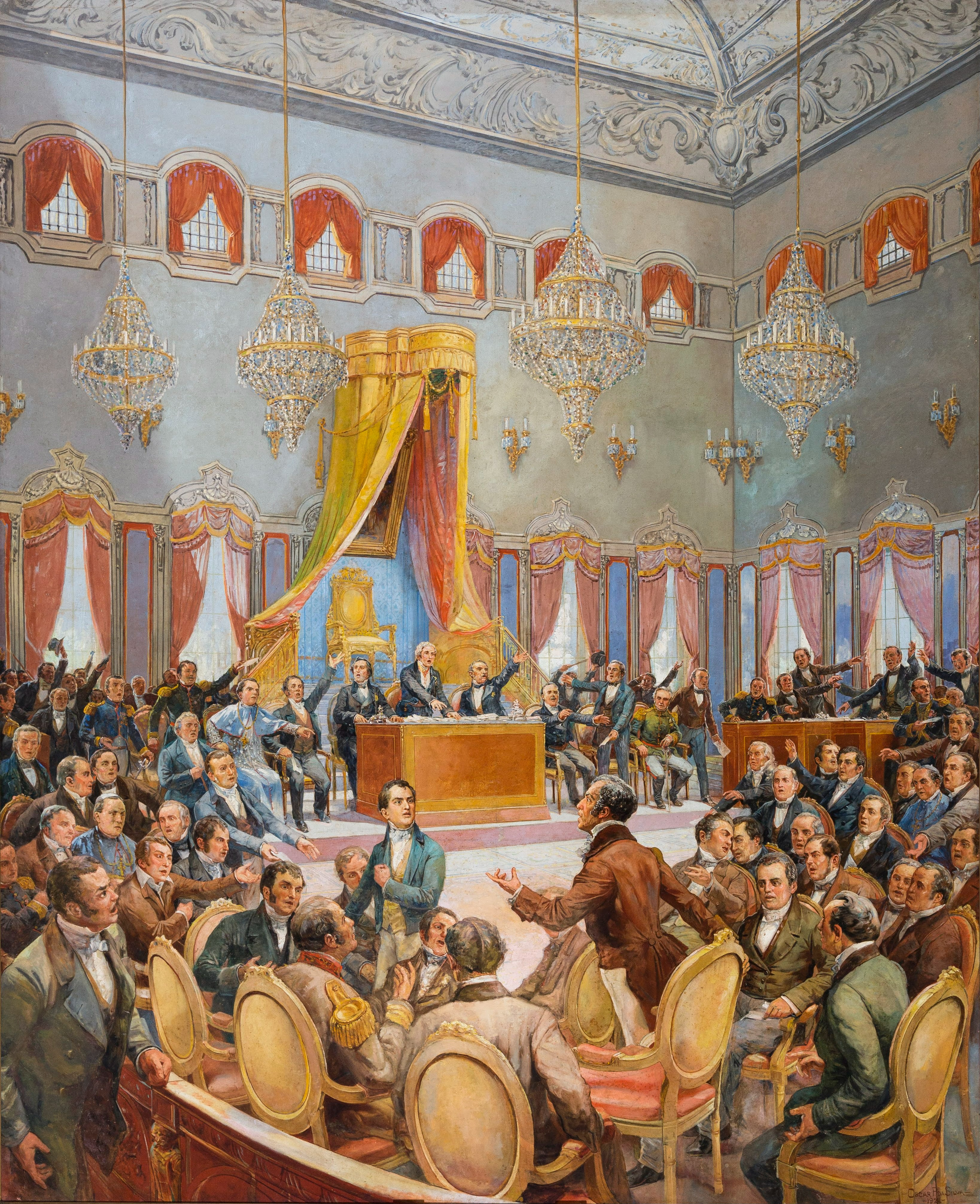 Sessão das Cortes de Lisboa, pintura histórica de Oscar Pereira da Silva, 1922